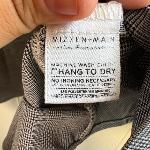 Mizzen & Main Gray Checkered Long Sleeve Button Down XL Trim Fit Mens - Picture 4 of 9